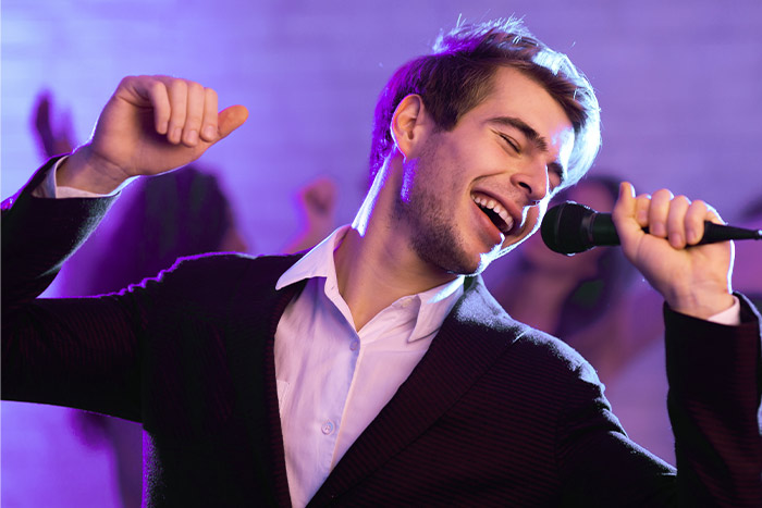 Man singing with smile